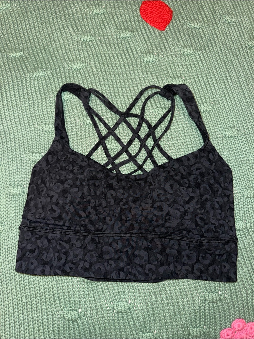 Lululemon Free to be Wild Longline Bra Size 10 black cheetah